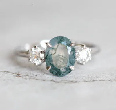Marla Moss Agate Ring With Diamonds