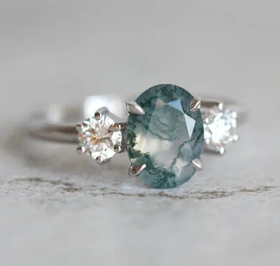 Marla Moss Agate Ring With Diamonds