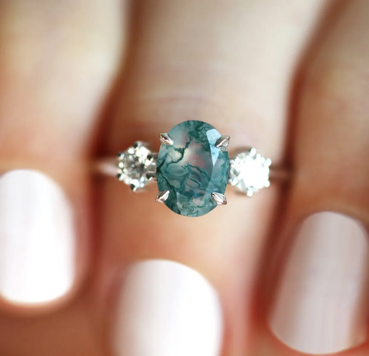 Marla Moss Agate Ring With Diamonds