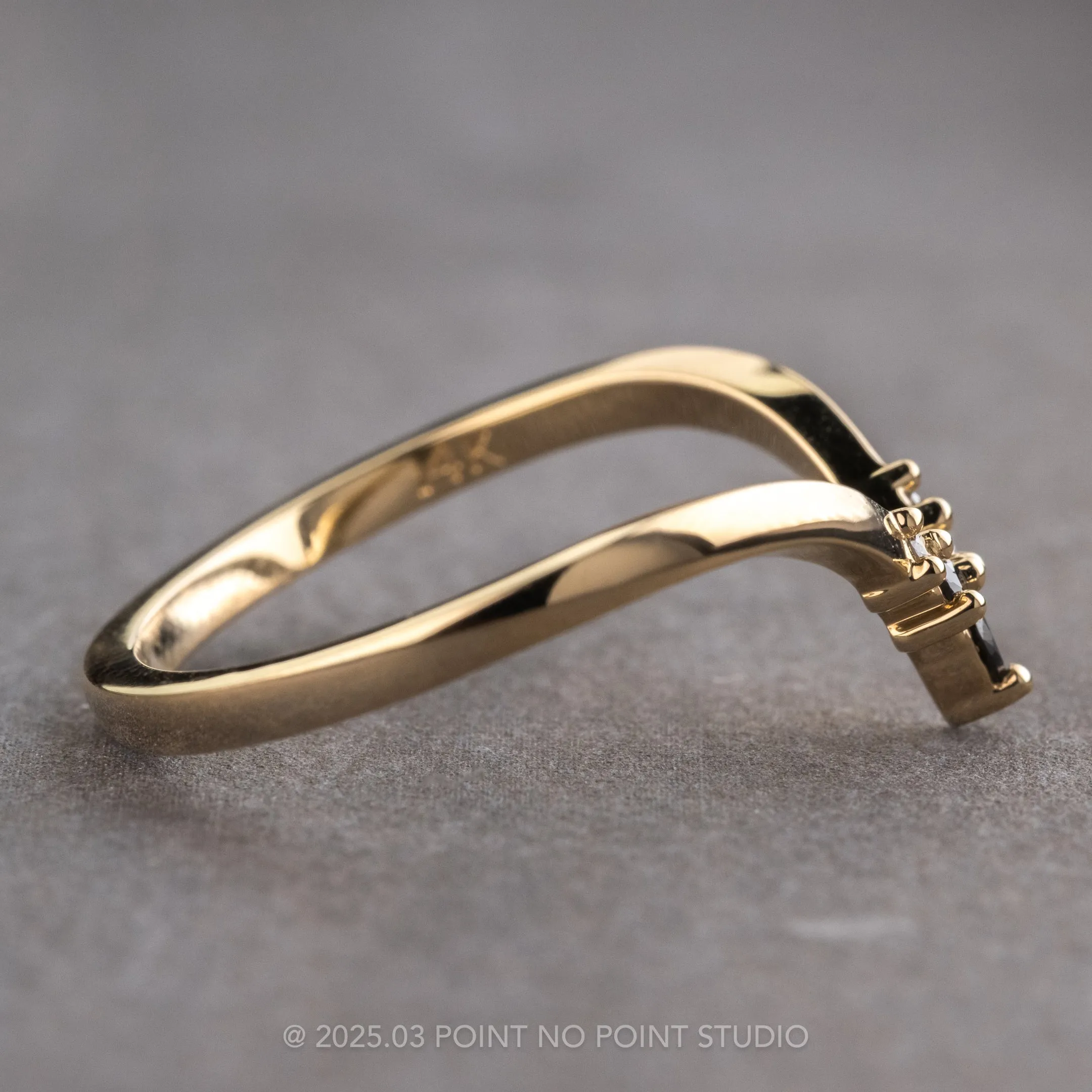Marquise Diamond Wedding Band, Ombre Freya Setting, 14K Yellow Gold