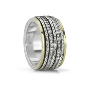 Meditation Ring Cherish Sterling Silver and 10K Yellow Gold CZ Spinning Band