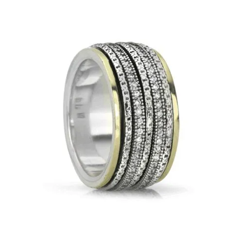Meditation Ring Cherish Sterling Silver and 10K Yellow Gold CZ Spinning Band