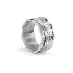 Meditation Ring Divine Sterling Silver Scalloped Edges Spinning Band