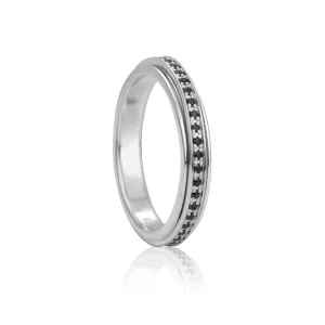 Meditation Ring Eclipse Sterling Silver and Black CZ Spinning Band