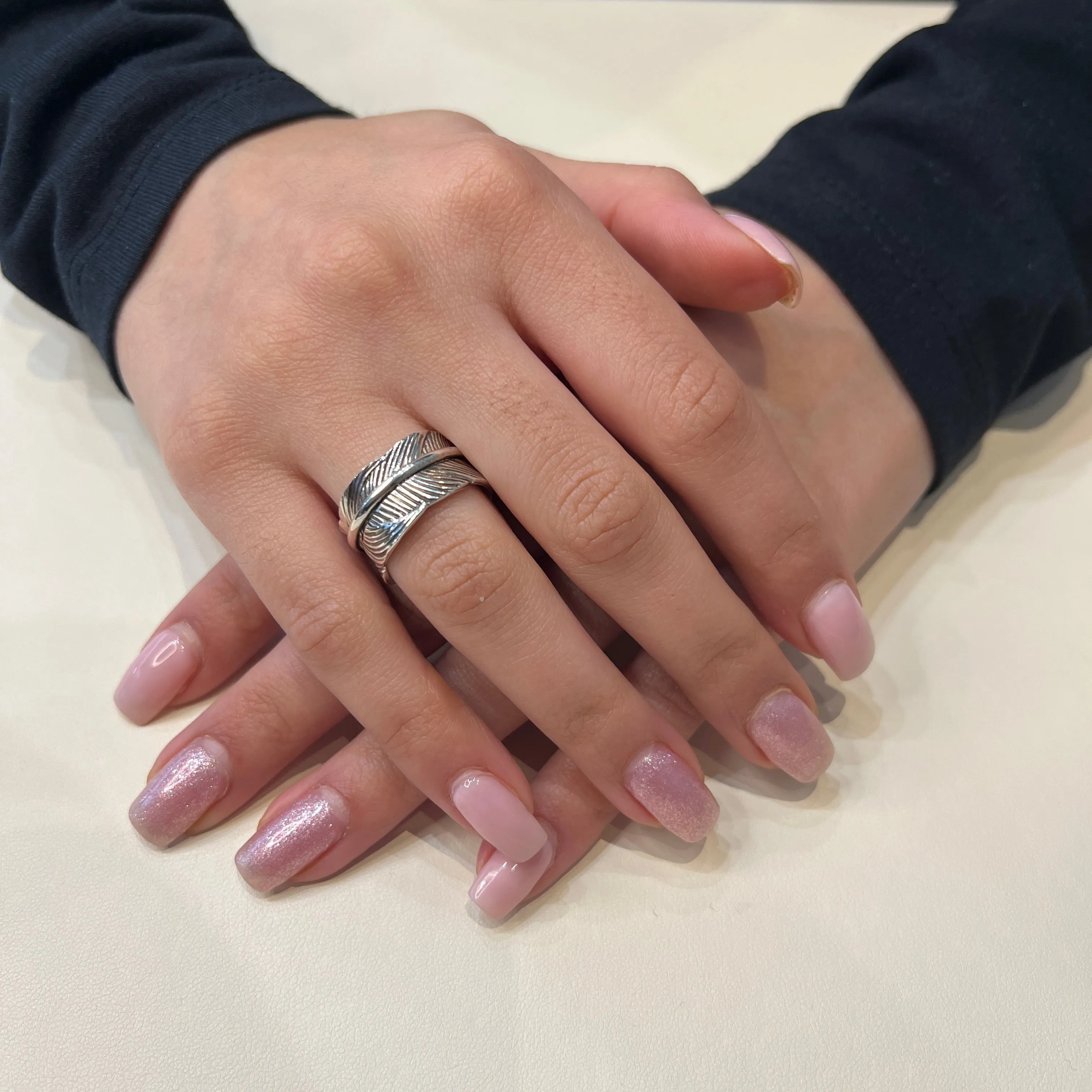 Meditation Ring Eden Sterling Silver and 10K Yellow Gold Plated Leaf Pattern Spinning Band