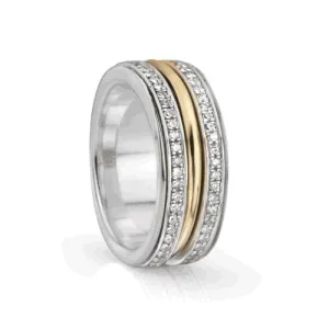 Meditation Ring Inspire Sterling Silver with 10K Yellow Gold Plated CZ Spinning Band