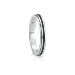 Meditation Ring Shanti Sterling Silver and Black Enamel Spinning Band