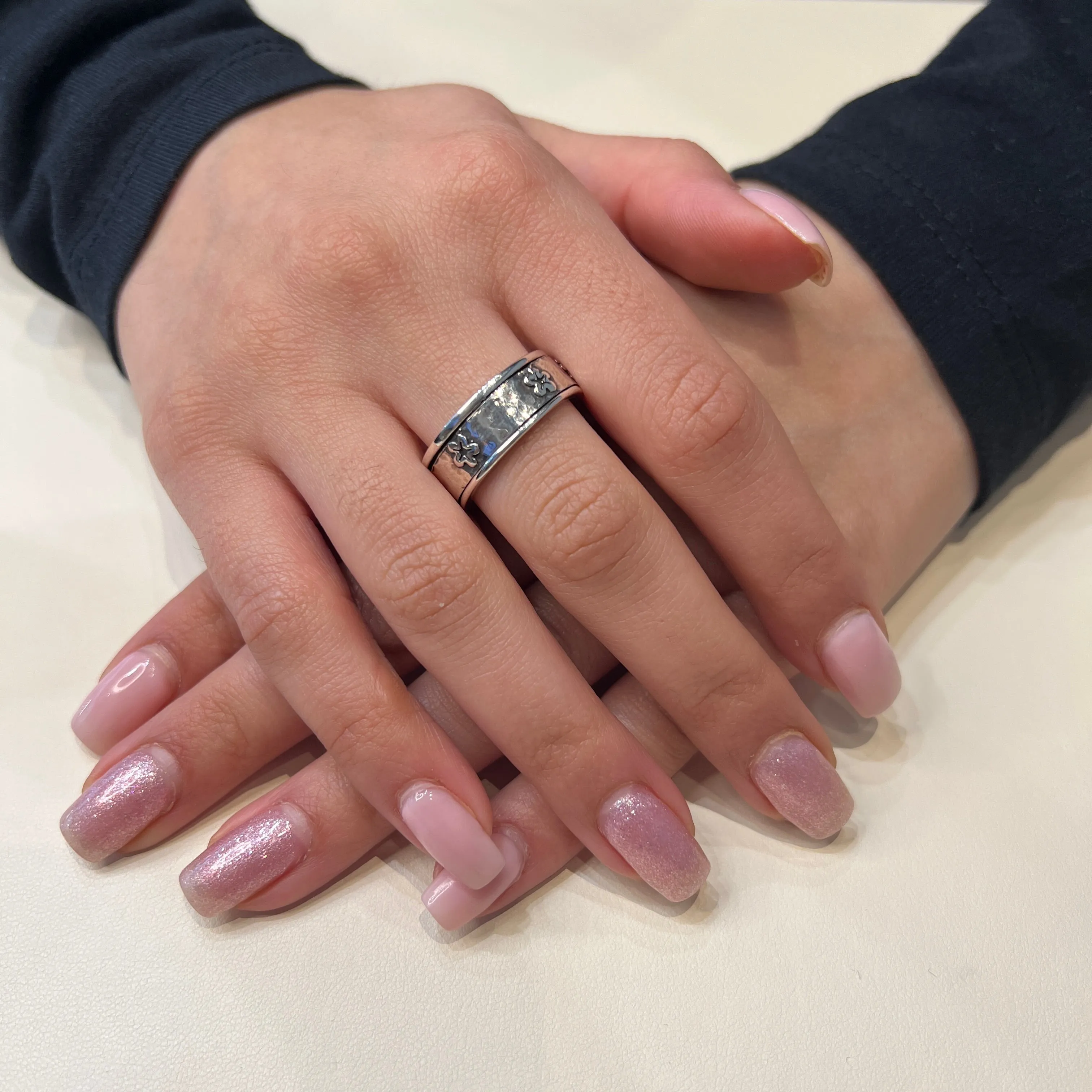 Meditation Ring Spirit Sterling Silver Floral Spinning Band