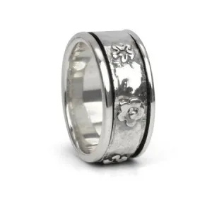 Meditation Ring Spirit Sterling Silver Floral Spinning Band