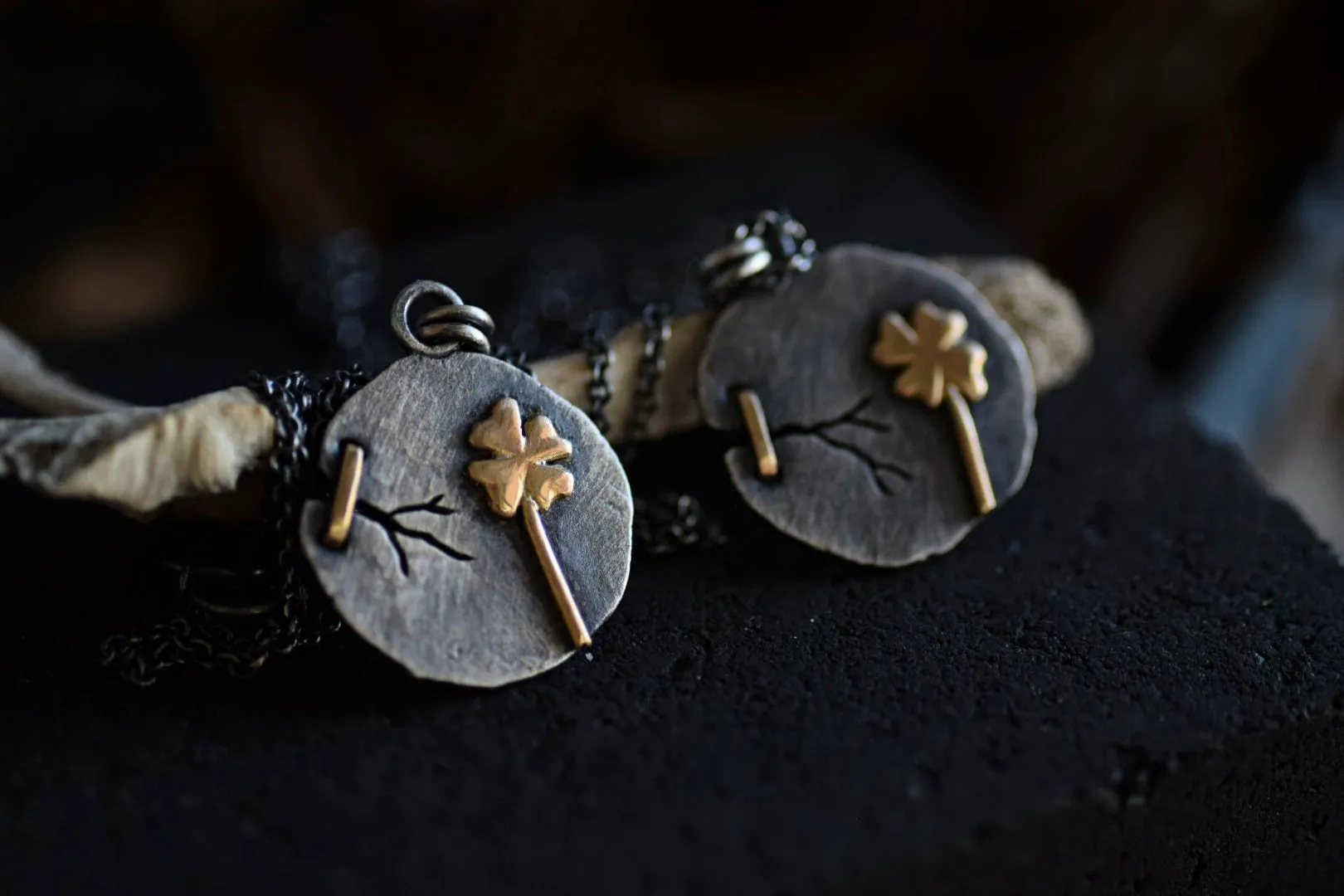 Mended Foundations - Sterling & 14k Gold Lucky Clover Necklace
