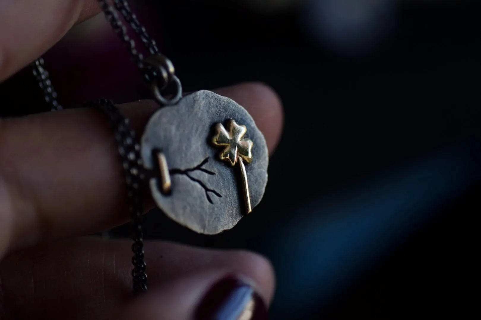 Mended Foundations - Sterling & 14k Gold Lucky Clover Necklace