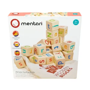 Mentari Wooden Alphabet Stacking Blocks & Carry Bag