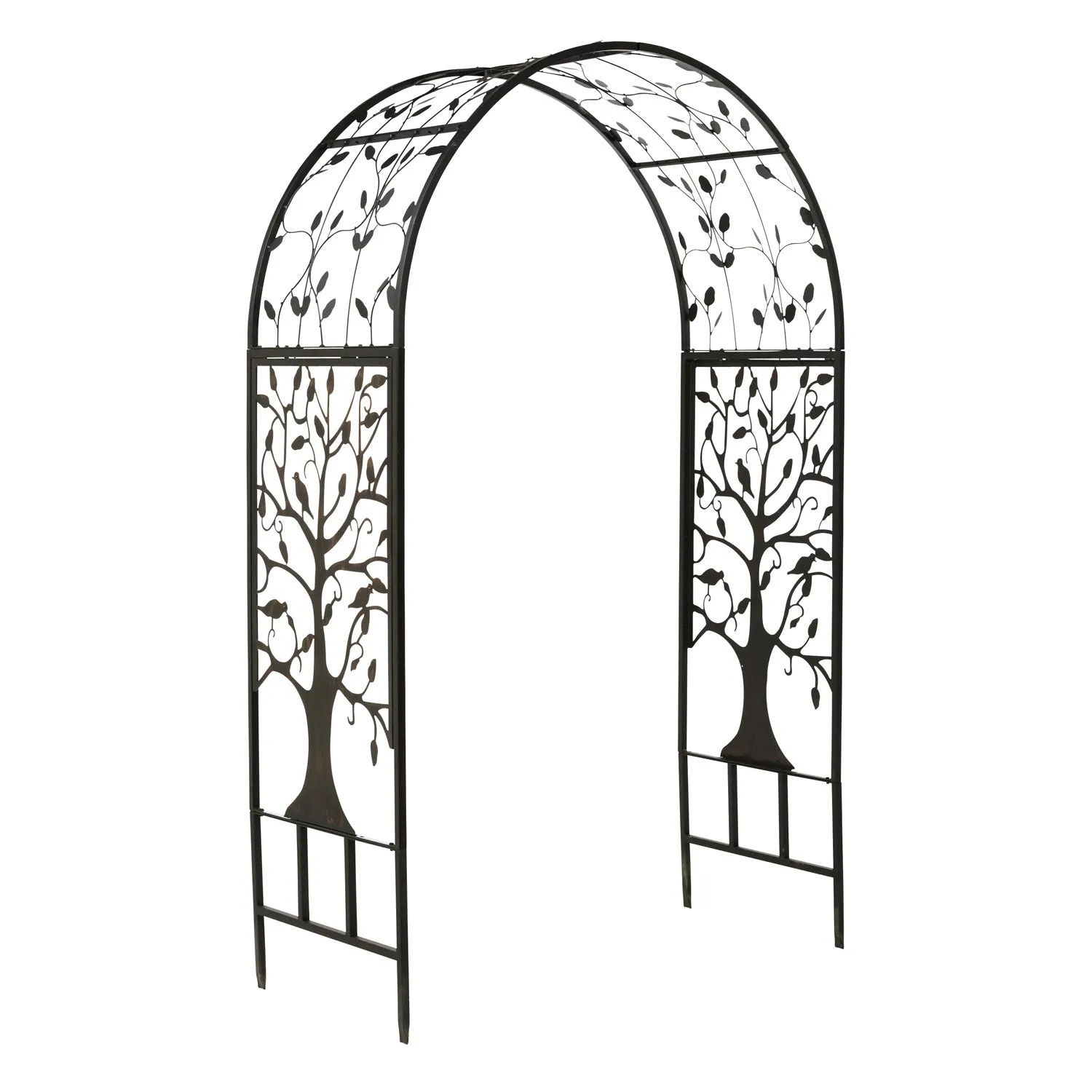 Metal Arched Garden Arbor with Tree of Life Design,47m3010