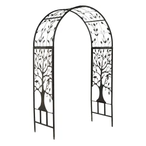 Metal Arched Garden Arbor with Tree of Life Design,47m3010
