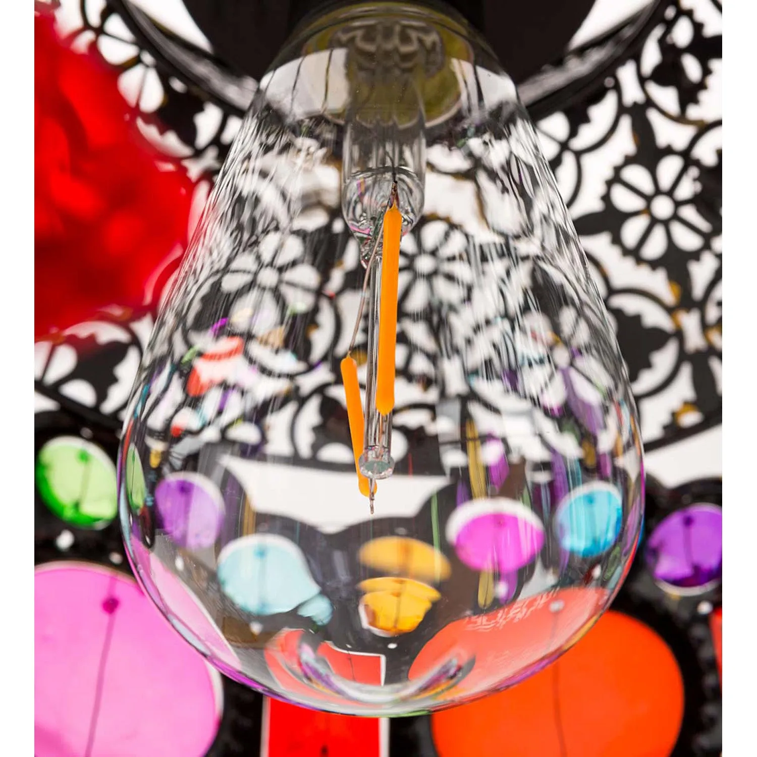Metal Hanging Solar Garden Light with Colorful Acrylic Jewels,8.5"x8.5"x10"inches
