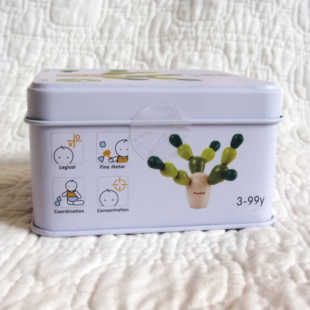 Mini Balancing Cactus Game in Travel Tin by Plan Toys, Ages 3 , Wood Toy