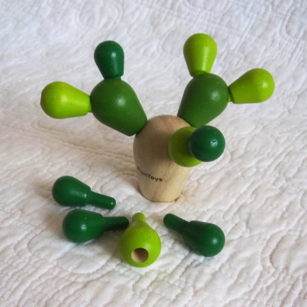 Mini Balancing Cactus Game in Travel Tin by Plan Toys, Ages 3 , Wood Toy
