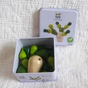 Mini Balancing Cactus Game in Travel Tin by Plan Toys, Ages 3 , Wood Toy