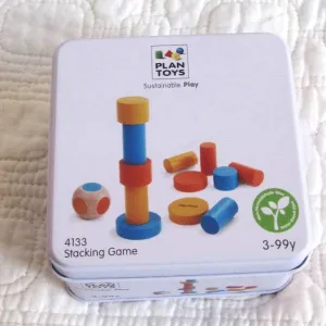 Mini Wooden Stacking Game in Travel Tin by Plan Toys, Ages 3 