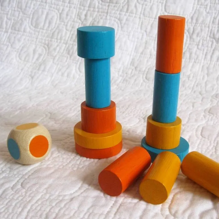 Mini Wooden Stacking Game in Travel Tin by Plan Toys, Ages 3 
