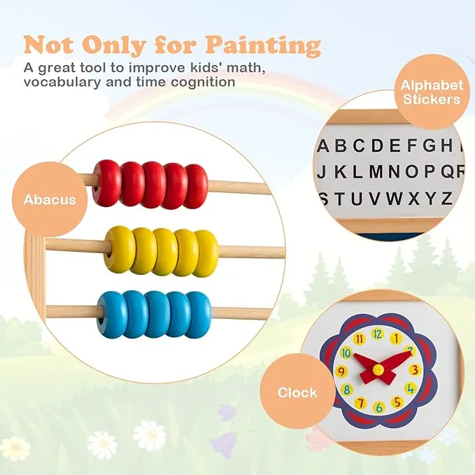 Montessori 3-in-1 360° Educational Magnetic Art Easel | Whiteboard | Chalkboard | Accessories