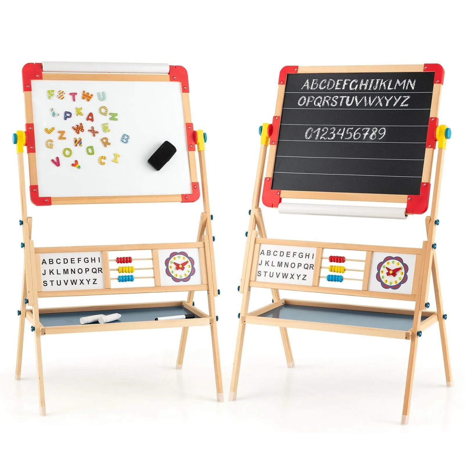 Montessori 3-in-1 360° Educational Magnetic Art Easel | Whiteboard | Chalkboard | Accessories