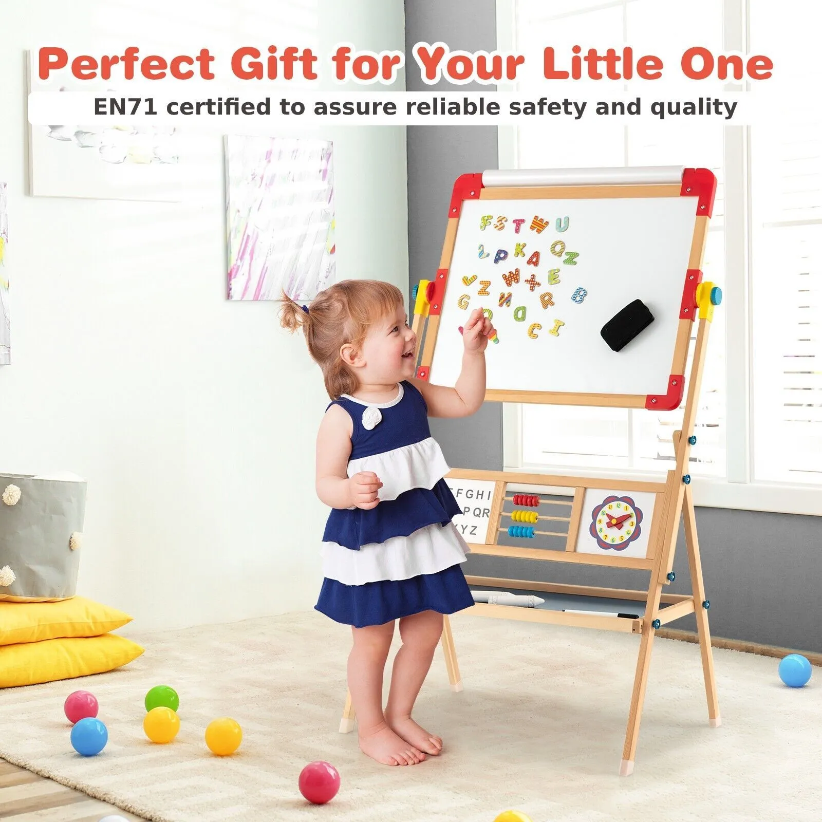 Montessori 3-in-1 360° Educational Magnetic Art Easel | Whiteboard | Chalkboard | Accessories