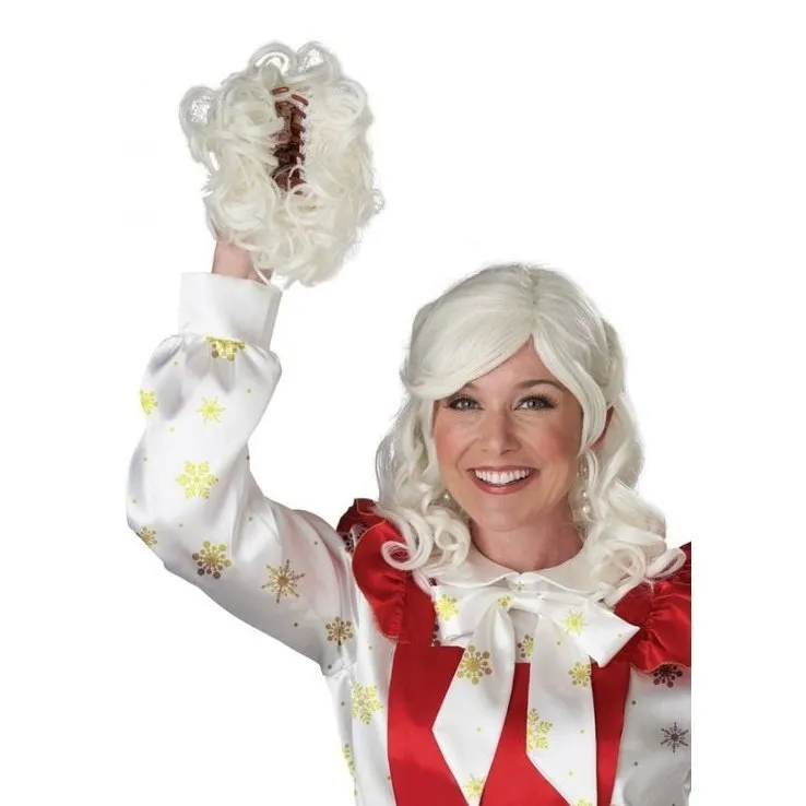 Mrs. Claus Costume Wig And Bun Clip