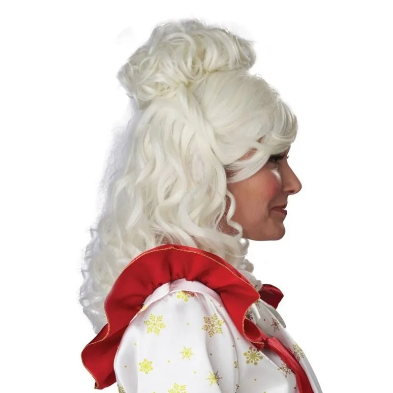 Mrs. Claus Costume Wig And Bun Clip