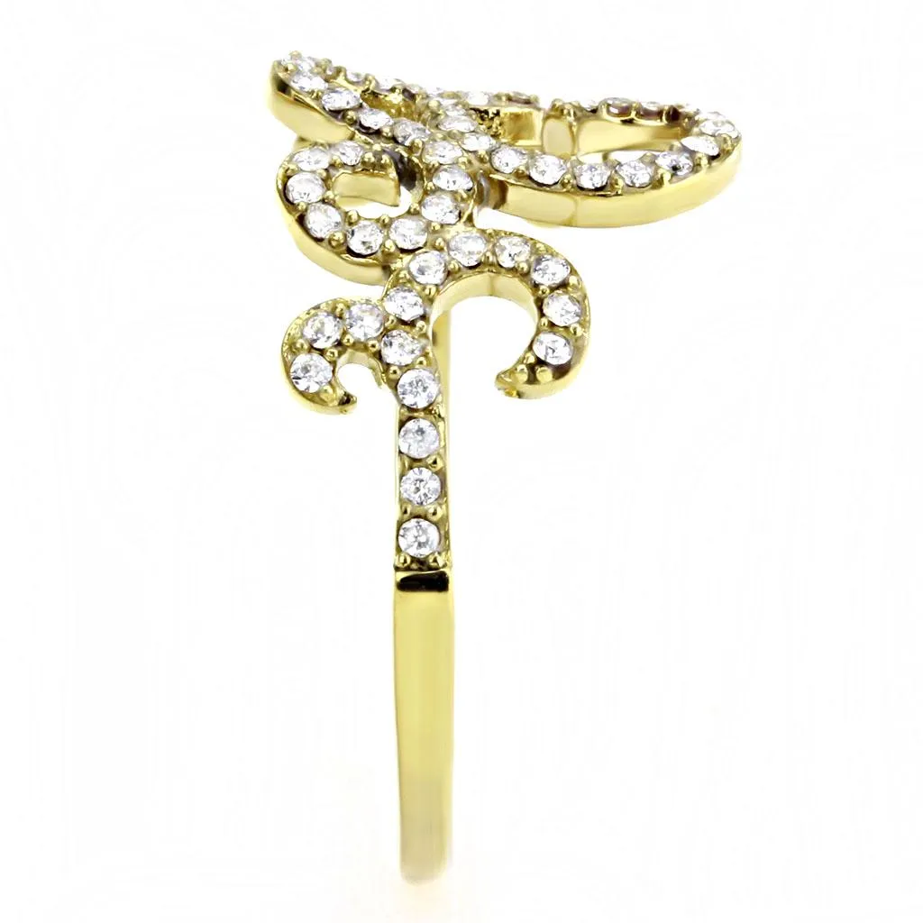 MT071 - Dainty IP Gold Round Clear Crystals Newest April Birthstone