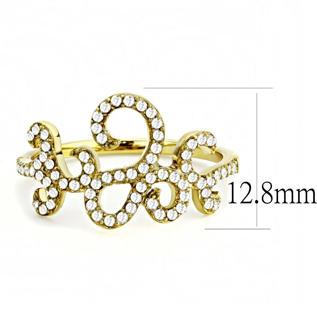 MT071 - Dainty IP Gold Round Clear Crystals Newest April Birthstone