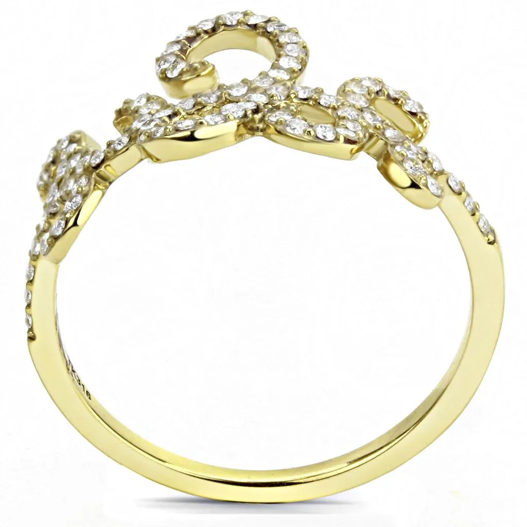 MT071 - Dainty IP Gold Round Clear Crystals Newest April Birthstone