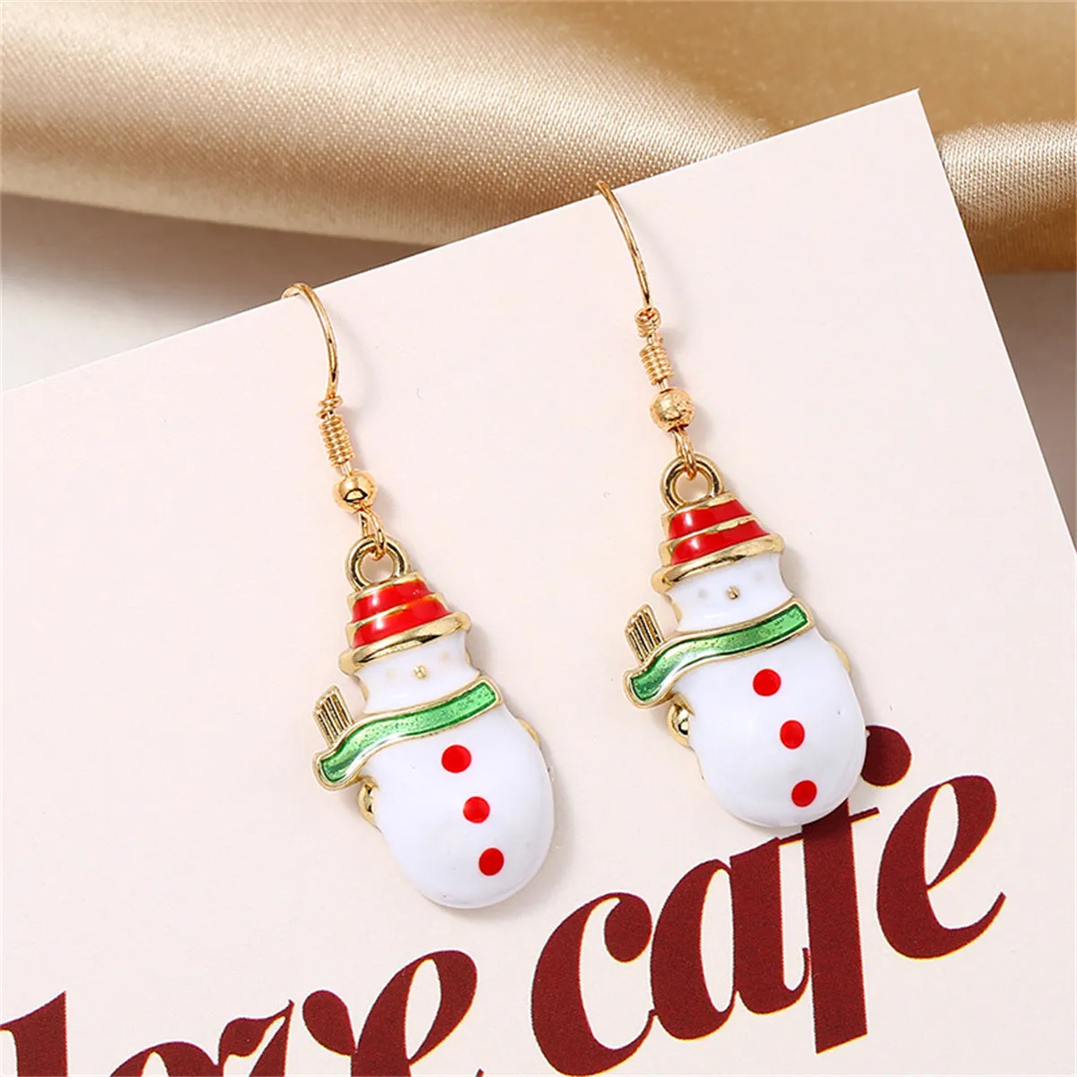 Multicolor Enamel & 18K Gold-Plated Snowman Drop Earrings