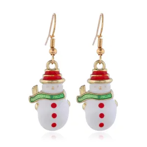 Multicolor Enamel & 18K Gold-Plated Snowman Drop Earrings