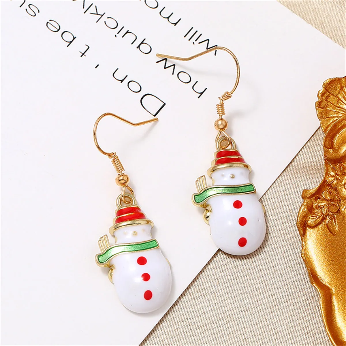 Multicolor Enamel & 18K Gold-Plated Snowman Drop Earrings