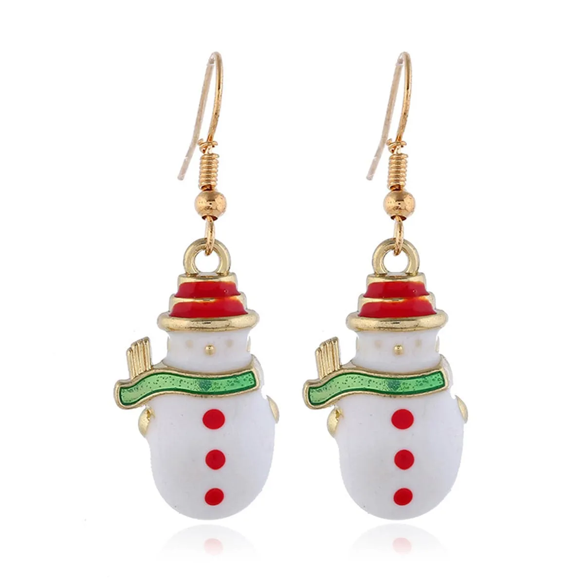 Multicolor Enamel & 18K Gold-Plated Snowman Drop Earrings