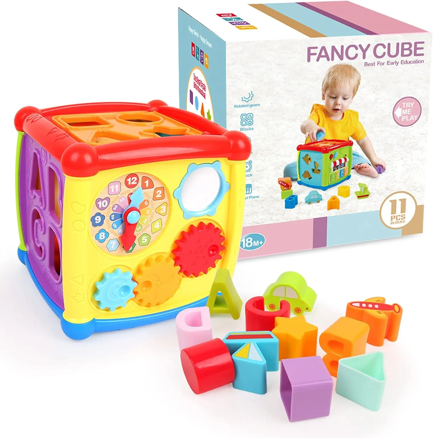 NEW Aomola Baby Activity Cube Center Early Learning Educational Music Toys for Toddlers Flashing Shape Sorter for Babies Kids