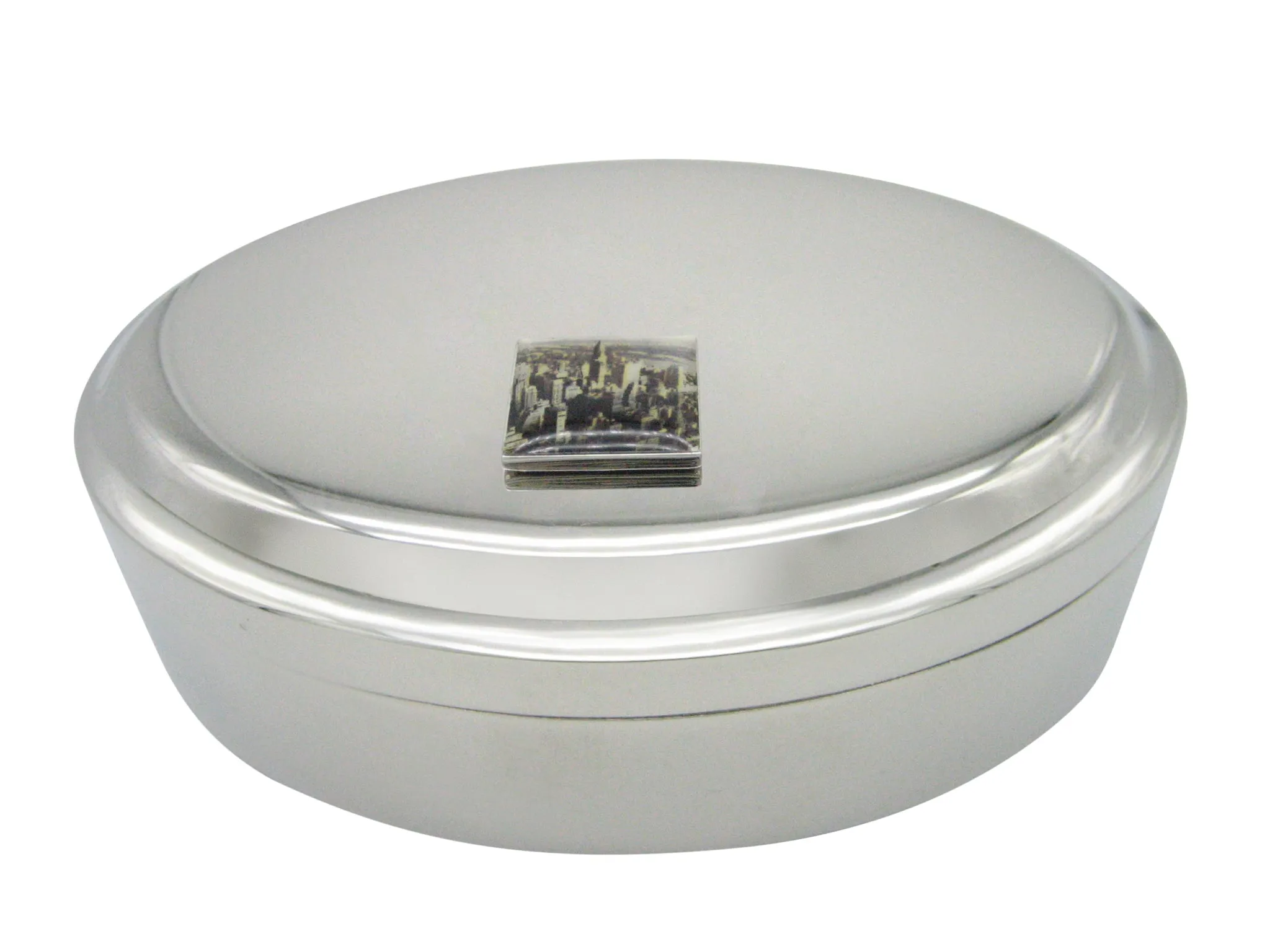 New York City Skyline Pendant Oval Trinket Jewelry Box