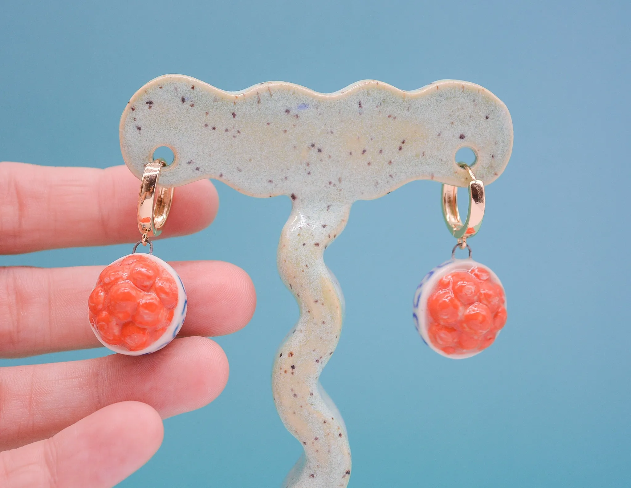 Orange Fruit Bowl Earrings