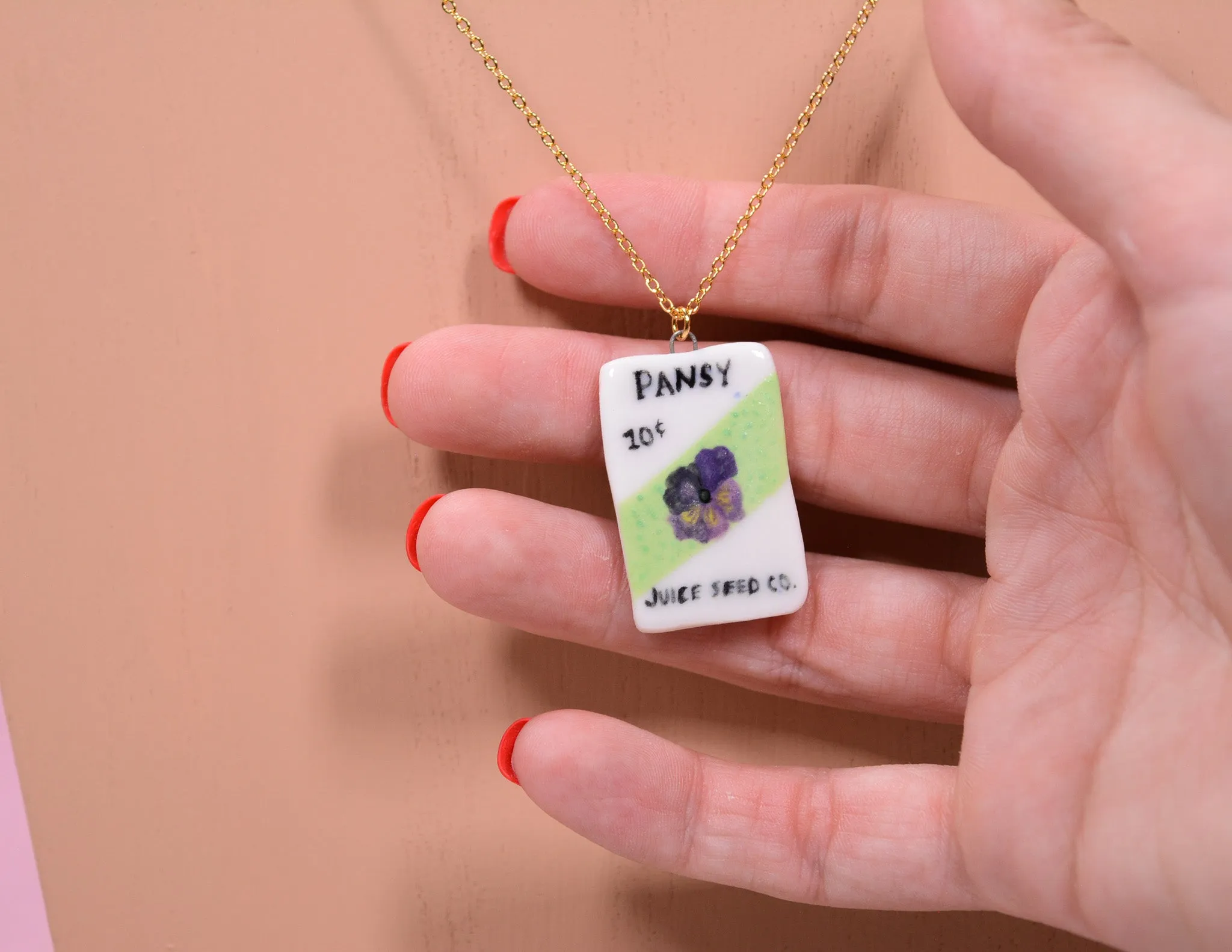 Pansy Seed Packet Necklace
