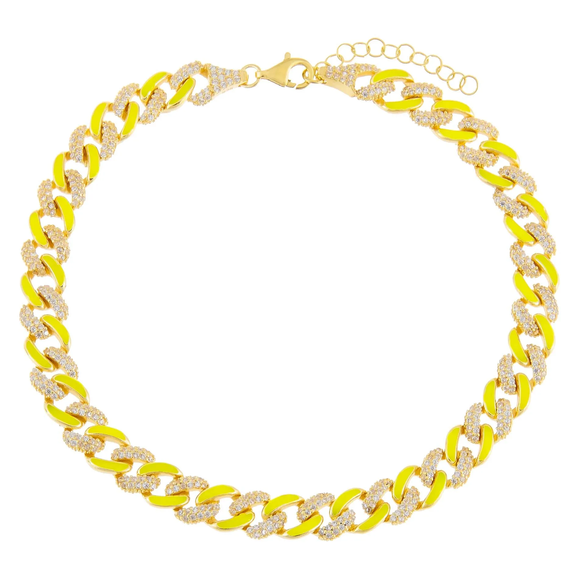 Pavé Neon Enamel Chain Link Anklet