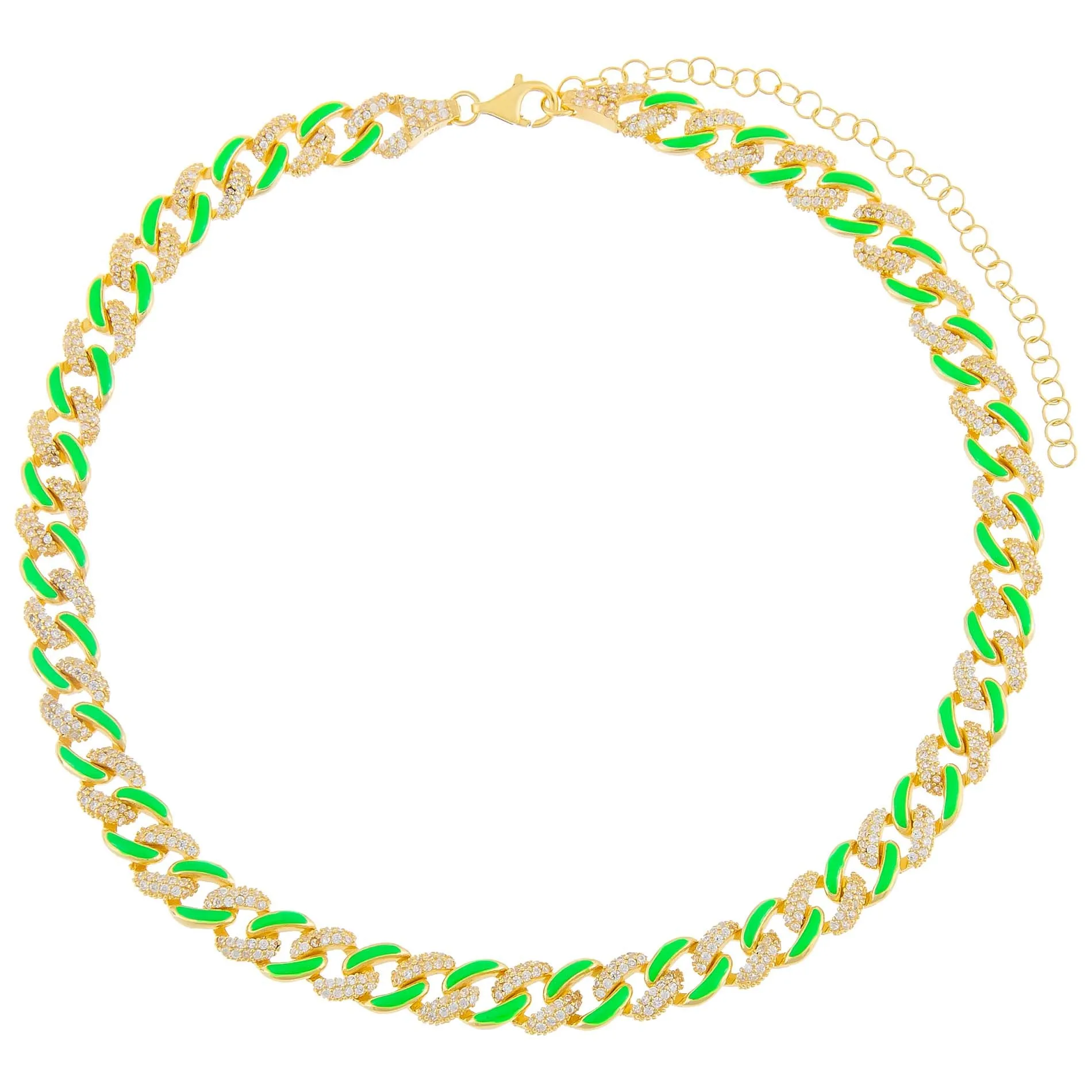 Pavé Neon Enamel Chain Link Anklet