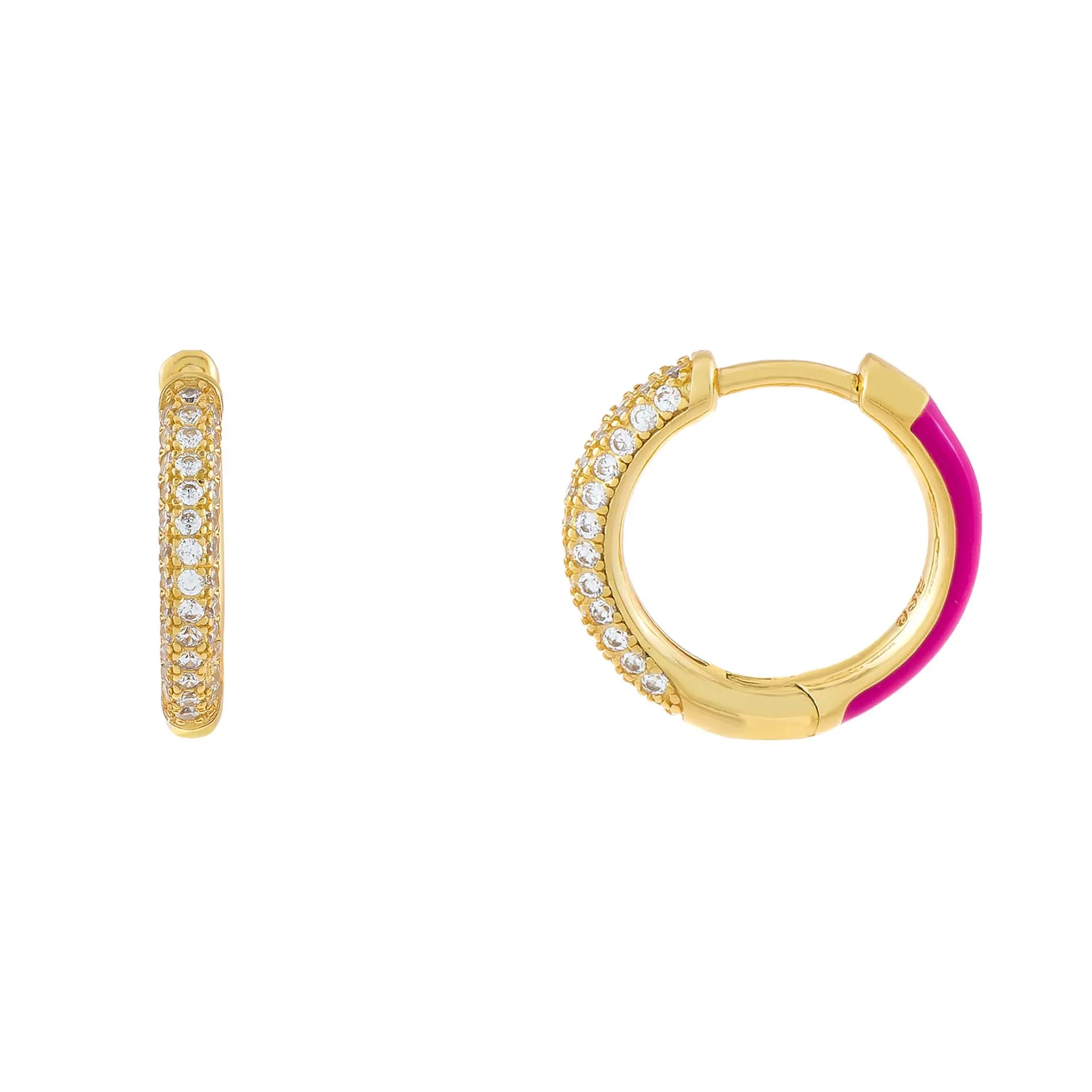 Pavé x Enamel Huggie Earring