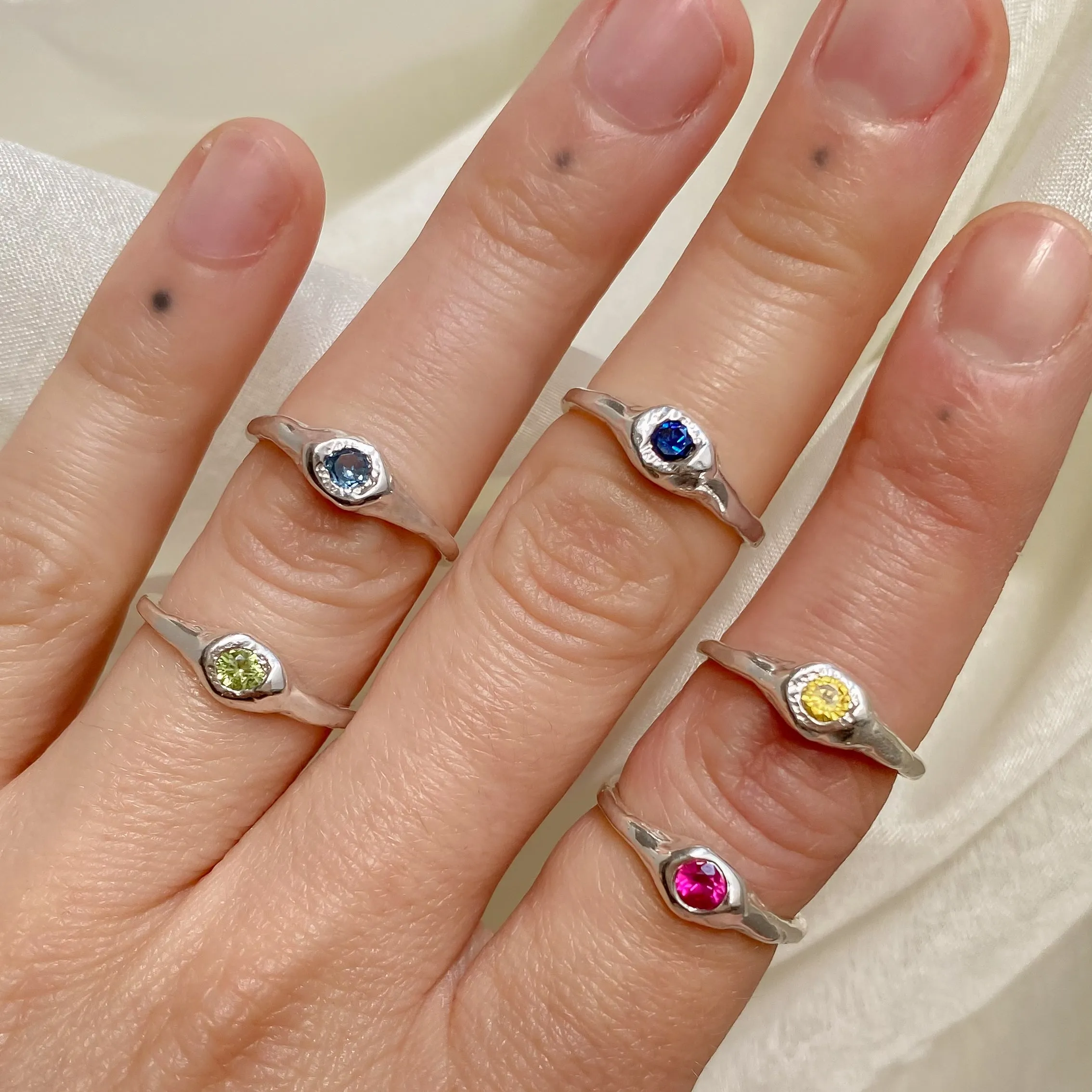 Pebbling Gemstone Rings | Recycled Sterling Silver