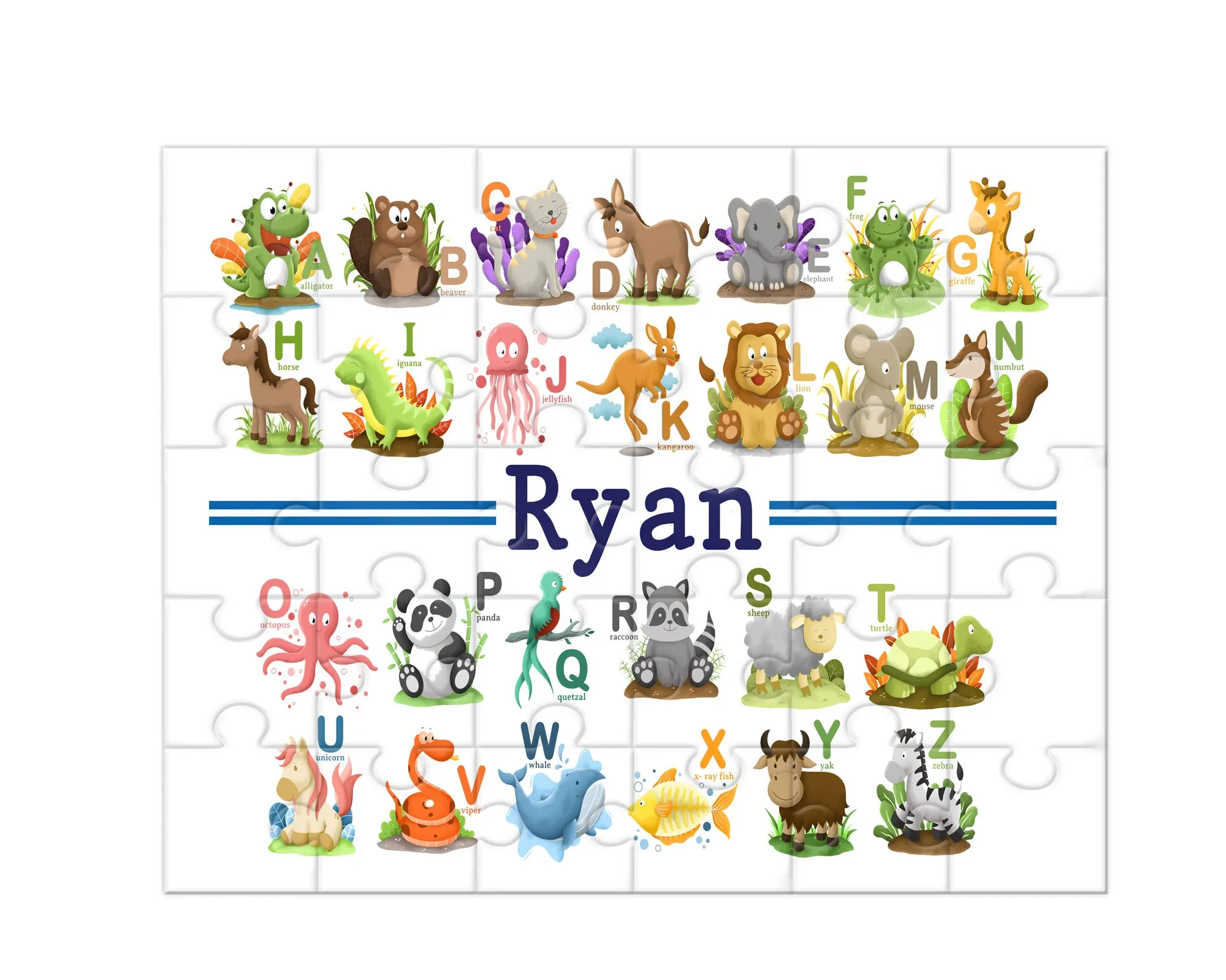 Personalized Animal Alphabet Jigsaw Puzzle