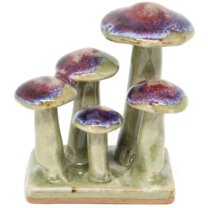 Porcelain Mushroom Cluster - Green & Purple