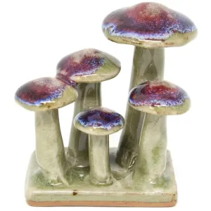 Porcelain Mushroom Cluster - Green & Purple
