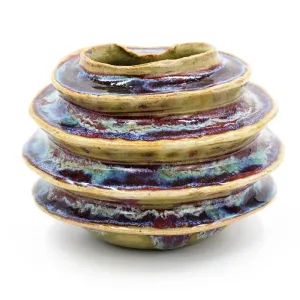 Porcelain Vase, Luffa Ring - Green & Purple