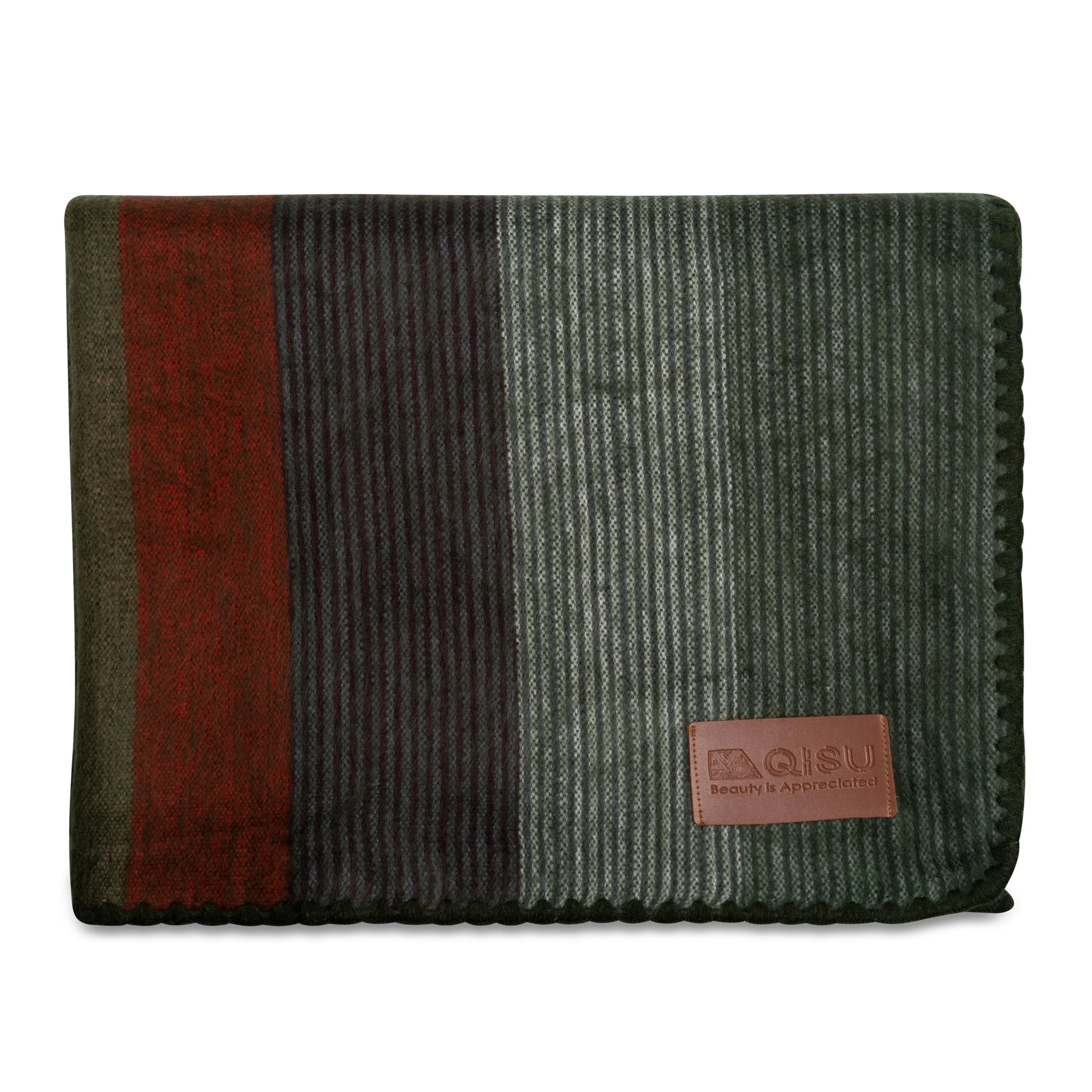 QISU Sea Foam Volcano Stripe Alpaca Throw Blanket – Vibrant Artisan Christmas Gift
