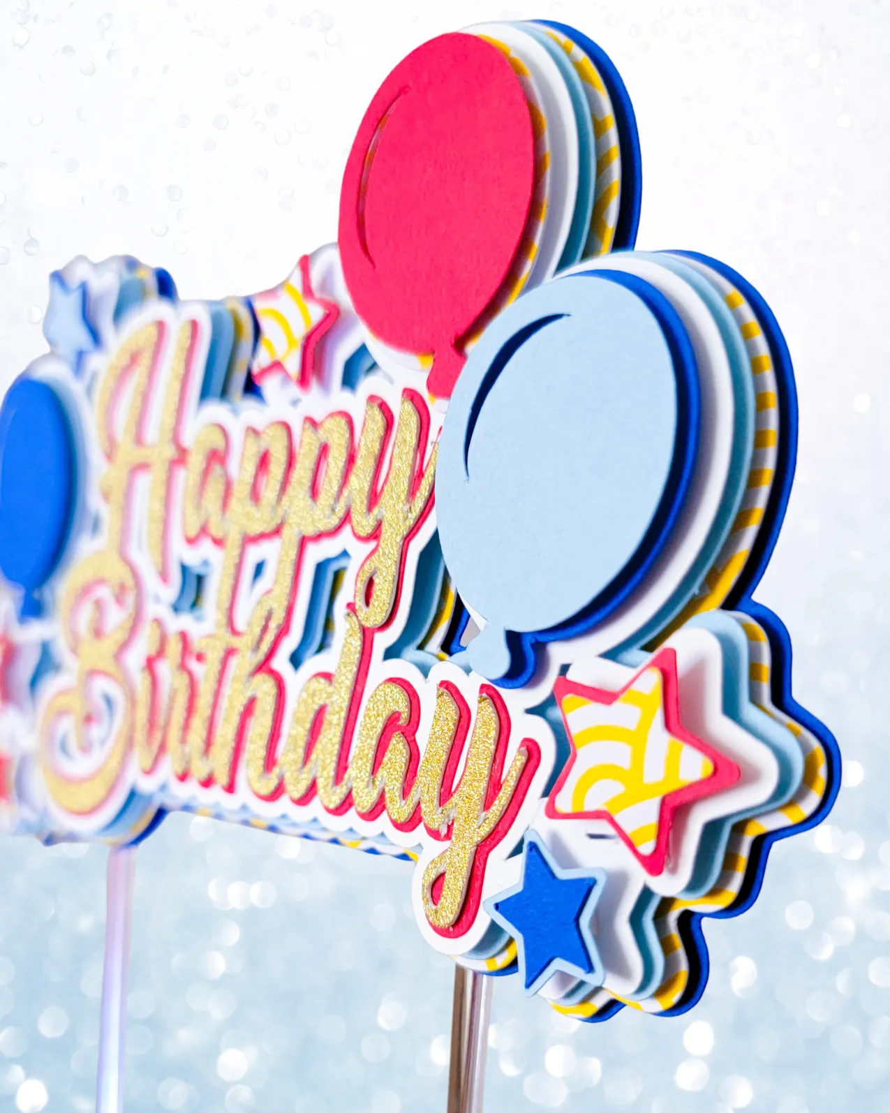 "Happy Birthday" Cake Topper - Primary colors